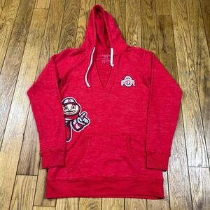 Ohio State Buckeyes Red Graphic Hoodie Pullover Sweatshirt Womens Medium